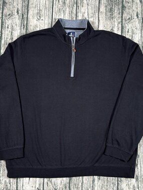 Johnnie-O Sully Quarter Zip Pullover Men's XXL Black Gray Contrast Collar